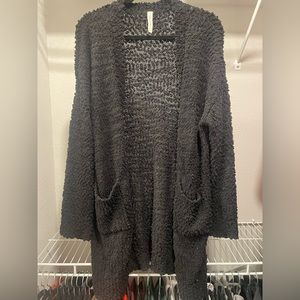 black popcorn yarn cardigan